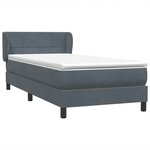 vidaXL Sommier à lattes de lit et matelas gris foncé 90x210 cm velours