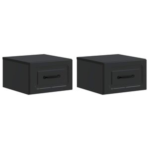 vidaXL Cabinet de chevet mural 2 Pièces Noir 34 5 x 33 x 20 cm