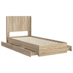 vidaXL Cadre de lit avec rangement et tête de lit Chêne Sonoma