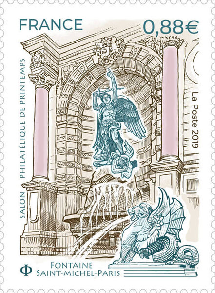 Timbre - Salon Philatélique de Printemps - Fontaine Saint Michel - Paris