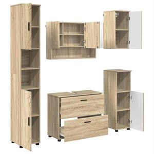 vidaXL Ensemble de mobilier de salle de bain 5 Pièces Chêne Sonoma