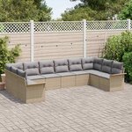 vidaXL Ensemble de canapé de jardin 10 Pièces Beige polyrotin