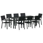 vidaXL Ensemble de salle à manger pour jardin 9 Pièces Noir