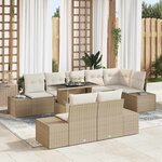 vidaXL Ensemble de canapé de jardin 9 Pièces Beige Poly rotin
