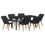 vidaXL Ensemble de salle à manger pour jardin 7 Pièces Noir polyrotin