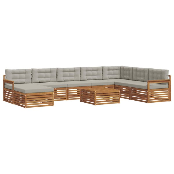 vidaXL Ensemble de canapés d'extérieur 9 Pièces Gris Naturel et Clair