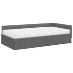 vidaXL Cadre de lit d'angle avec matelas Autre 2 Pièces Gris tissu