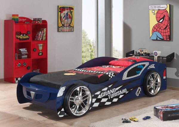 Funbeds Lit voiture Grand Turismo bleu + Bibliothèque