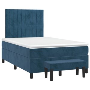 vidaXL Sommier à lattes de lit et matelas bleu foncé 120x190cm velours