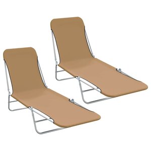 vidaXL Chaises longues pliables lot de 2 Acier et tissu Taupe