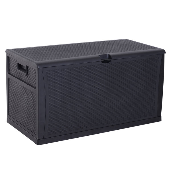 Coffre malle de rangement dim. 120L x 61l x 63H cm résine tressée imitation rotin noir