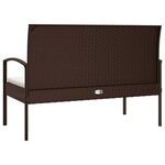 vidaXL Banc de jardin avec coussin marron 105 cm résine tressée