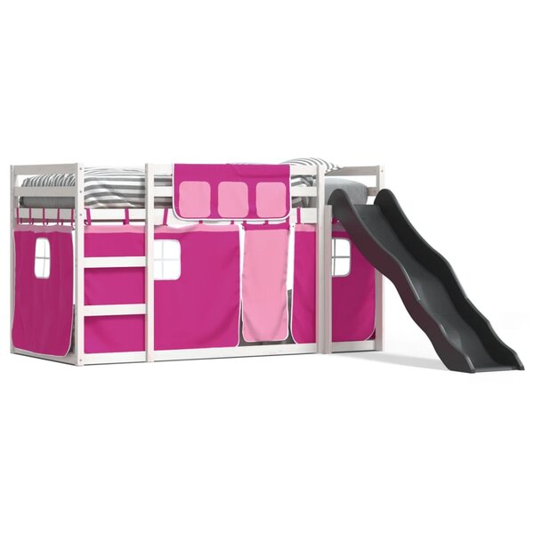 vidaXL Lit superposé sans matelas avec toboggan et rideaux 80x200 cm