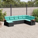 vidaXL Salon de jardin 8 Pièces avec coussins noir résine tressée