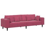 vidaXL Canapé en velours avec coussin avec oreiller Bordeaux 208 cm Velours