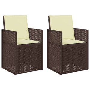 vidaXL Chaises de jardin salle à manger 2 pc Marron et crème PP