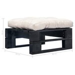 vidaXL Repose-pied palette de jardin et coussin sable Bois noir