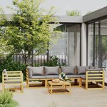 vidaXL Salon de jardin 7 Pièces avec coussin Bois d'acacia solide