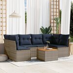 vidaXL Salon de jardin 7 Pièces avec coussins gris résine tressée