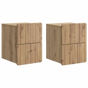 vidaXL Cabinet de chevet mural 2 pc Chêne artisanal 33 x 34 5 x 43 cm