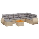 vidaXL Salon de jardin avec coussins 9 Pièces beige résine tressée
