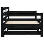 vidaXL Lit de jour avec lit gigogne noir 80x200 cm bois de pin massif