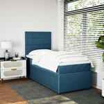 vidaXL Sommier à lattes de lit avec matelas bleu 90x190 cm velours
