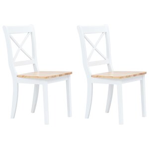 vidaXL Chaises à manger lot de 2 blanc et bois clair bois hévéa massif