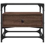 vidaXL Table basse et dessus en verre chêne marron 50x50x45 cm acier