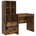 vidaXL Bureau avec tiroir avec étagère avec stockage 2 Pièces Chêne fumé