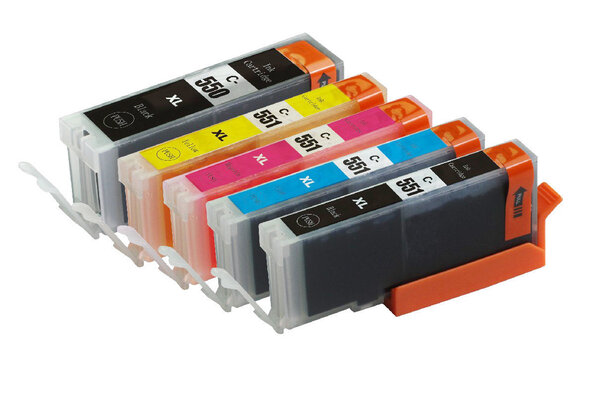 Pack 5 cartouches d'encre pgi 550 xl black cli 551 bk / c/ m/ y pour imprimante canon mg 5650