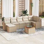 Canapé de jardin 8 pièces vidaXL avec coussins Beige Poly Rattan Acacia