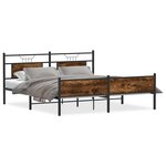 vidaXL Cadre de lit en métal sans matelas chêne fumé 183x213 cm