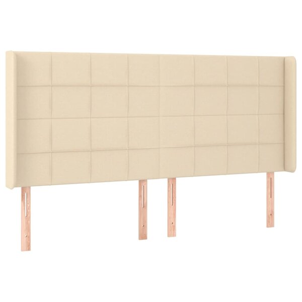 vidaXL Tête de lit avec oreilles Crème 203x16x118/128 cm Tissu