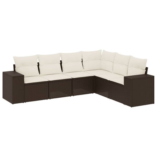 vidaXL Salon de jardin avec coussins 6 Pièces marron résine tressée