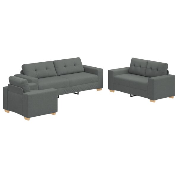 Canapé 3 places en tissu gris foncé avec coussins