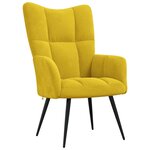 vidaXL Fauteuil relax avec tabouret en velours jaune moutarde