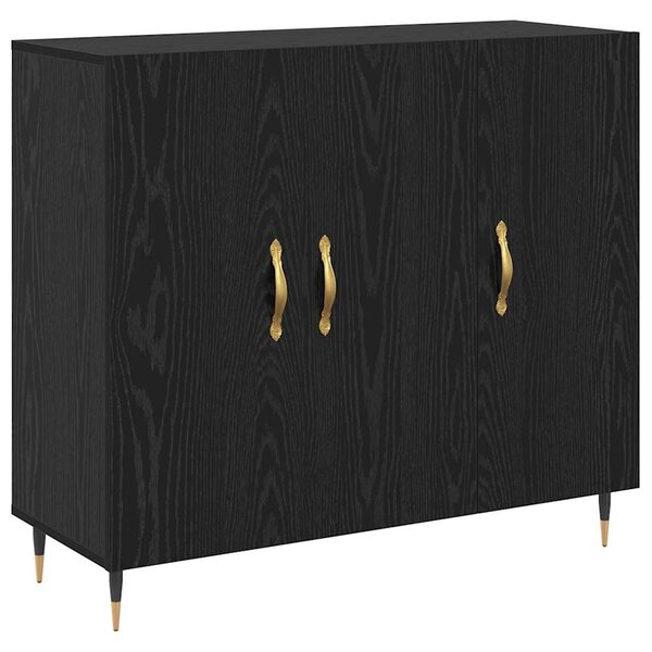 vidaXL Buffet Chêne noir 90 x 34 x 80 cm Bois d'ingénierie