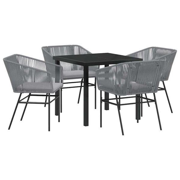 vidaXL Ensemble de salle à manger pour jardin 5 Pièces Gris Poly rotin