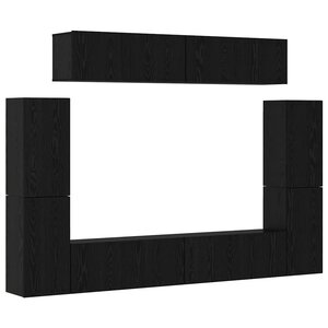 vidaXL Ensemble meuble TV 8 Pièces Chêne noir Bois d'ingénierie