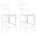 VidaXL Tabourets de bar 2 Pièces blanc bois massif d'hévéa