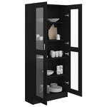 vidaXL Armoire à vitrine Noir 82 5x30 5x185 cm Bois d’ingénierie