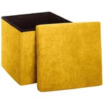 Pouf pliant velours Cotelé - Ocre