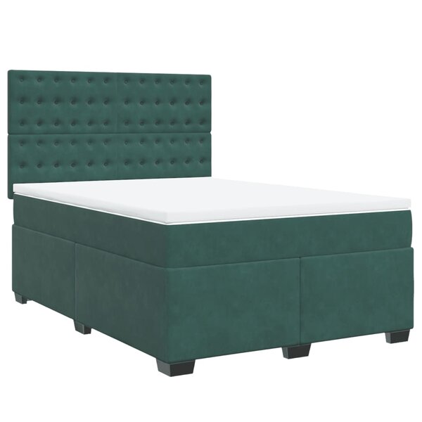 vidaXL Sommier à lattes de lit et matelas Vert foncé 140x190cm Velours