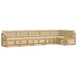 vidaXL Ensemble de canapés d'extérieur 6 Pièces Blanc et Beige