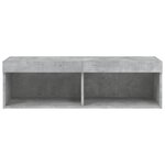 vidaXL Meuble TV avec lumières LED gris béton 100x30x30 cm