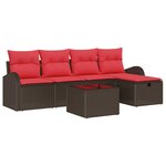 vidaXL Ensemble de Canapés avec coussin Marron et rouge polyrotin