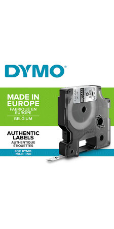 DYMO Rhino - Étiquettes Industrielles Autocollantes en Polyester  6mm x 5.5m  Noir sur Métallique