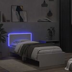 vidaXL Cadre de lit avec bandes LED Blanc Bois d'ingénierie