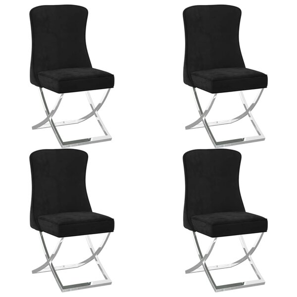 vidaXL Chaises à manger lot de 4 noir 53x52x98 cm velours et inox